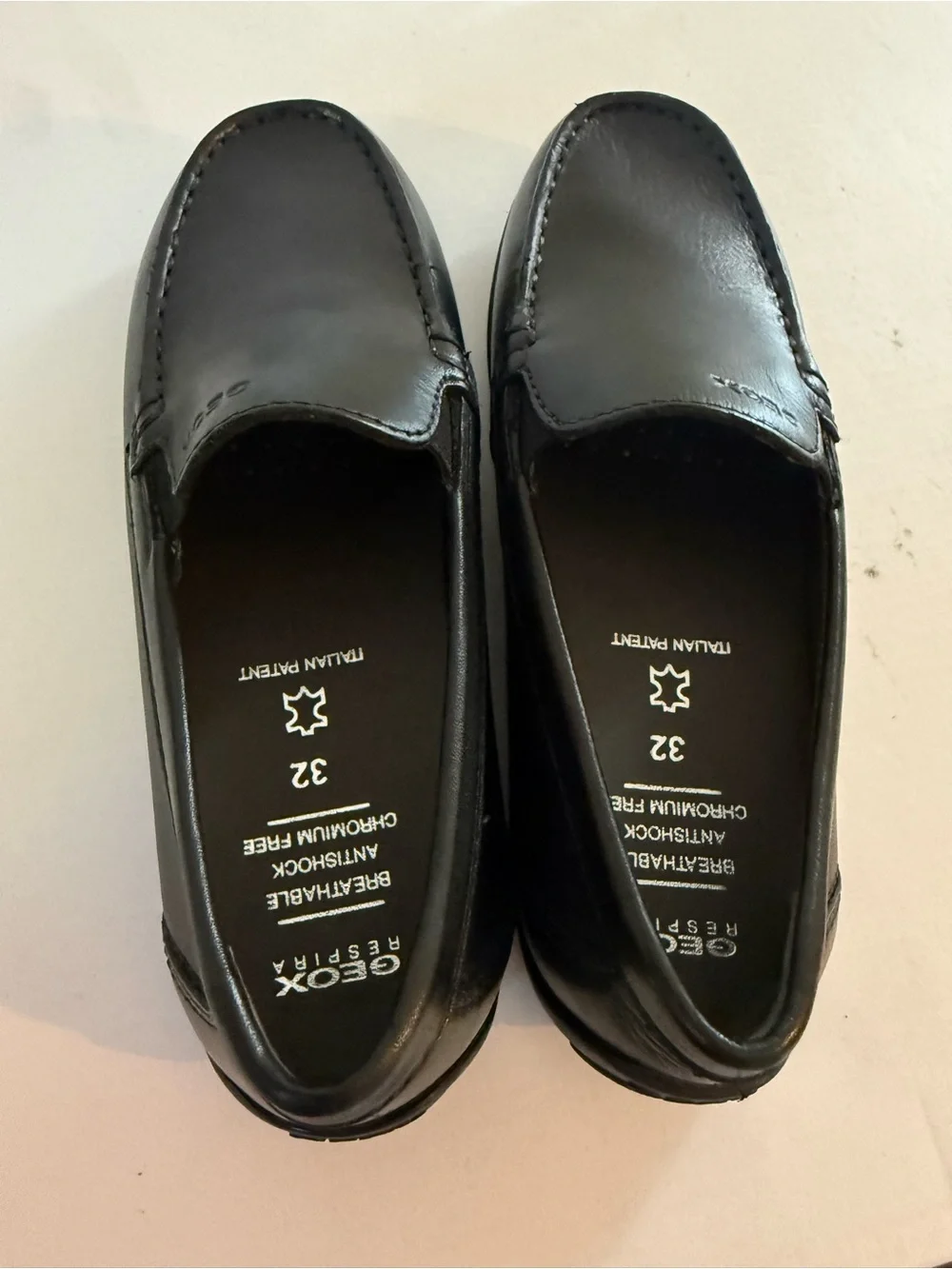Geox New fast Boys Black Leather Slip Loafers Size 32 New #Lux-K-SH